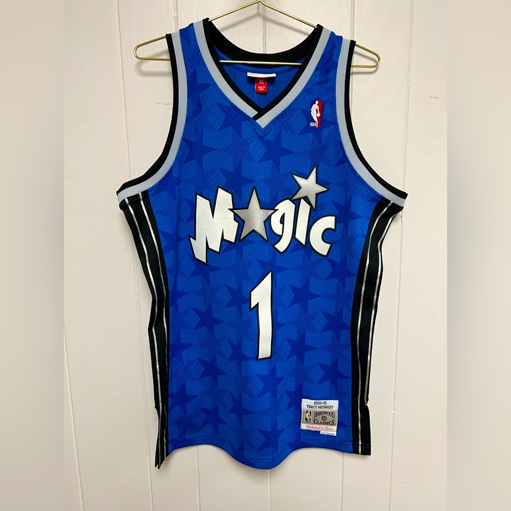 Mens Mitchell & Ness NBA HWC Swingman Road Jersey Magic McGrady #1 Size Medium